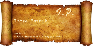 Incze Patrik névjegykártya